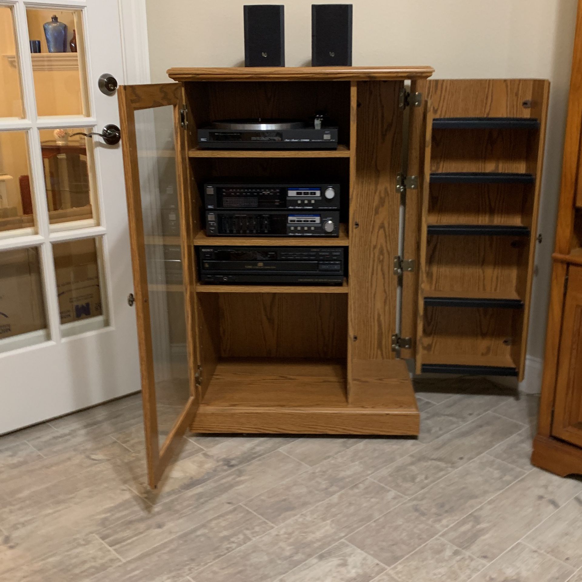 Wood Storage Cabinet- Perfect For Stereo, Etc.