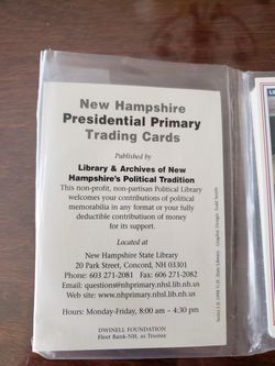 NH Peaidential Primary trading cards