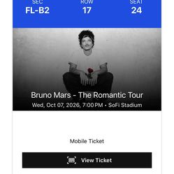 One Extra Bruno Mars Floor Ticket