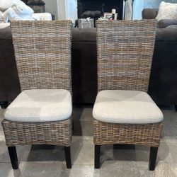 SALE-High Back Heavy Duty Rattan Dining Chairs (2)