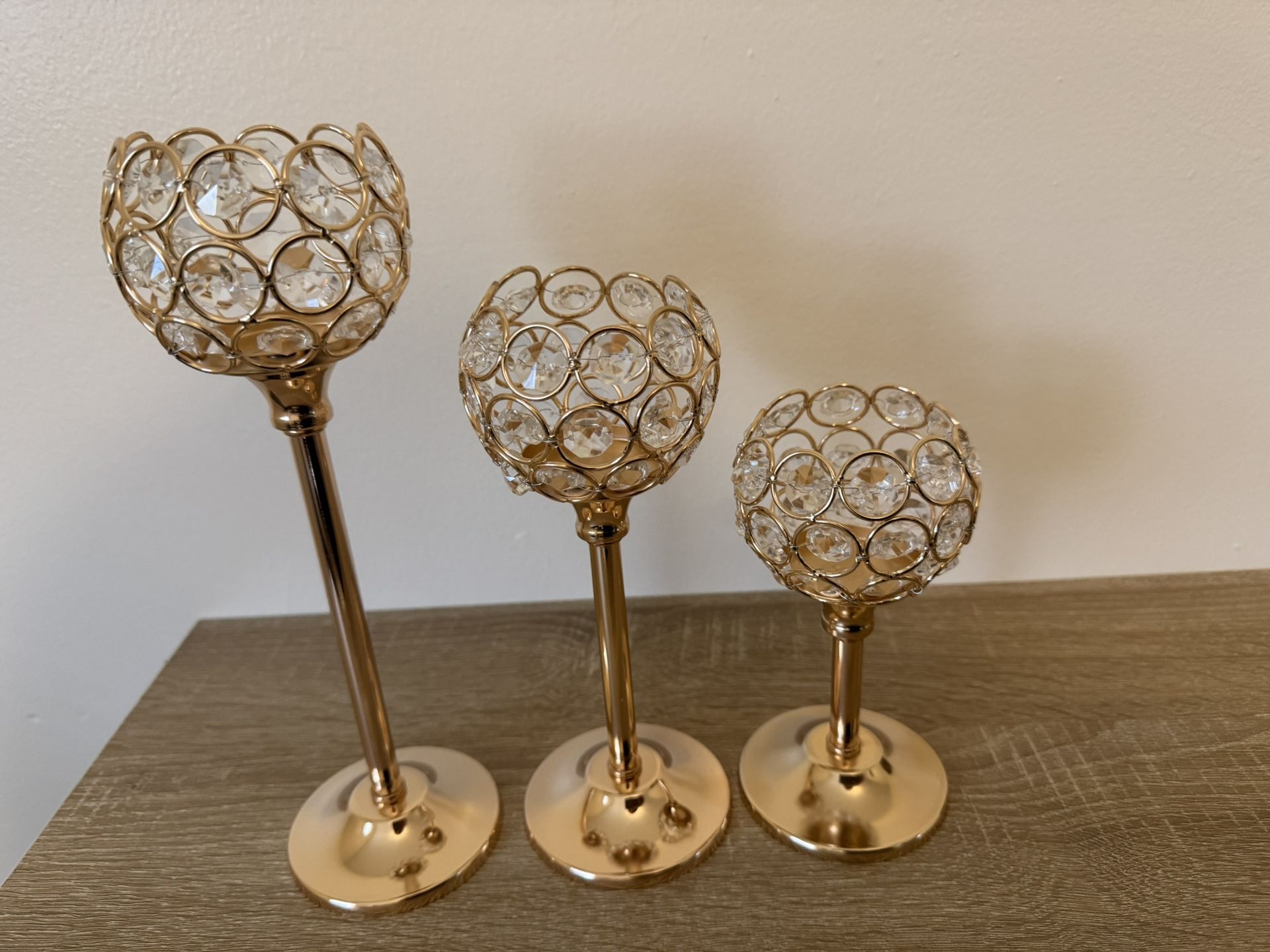 ✨ Set of 3 Crystal Candle Holders – Brand New ✨