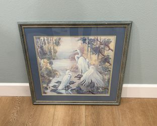 Framed Egret Artwork 