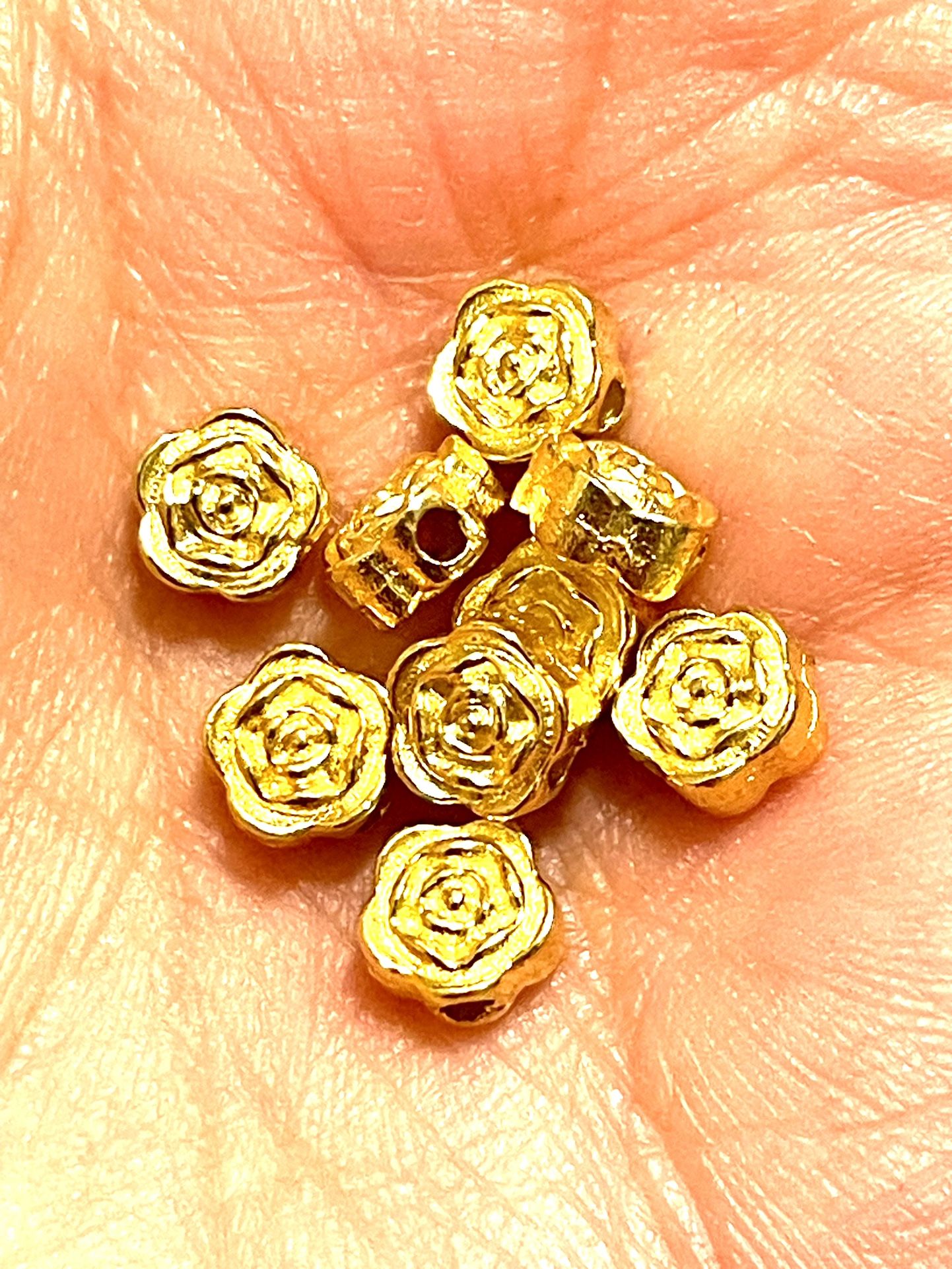 Lot Of Gold Tone Floral Beads