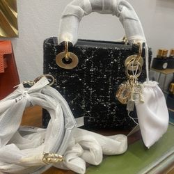 Lady Dior Bag In Black Tweed