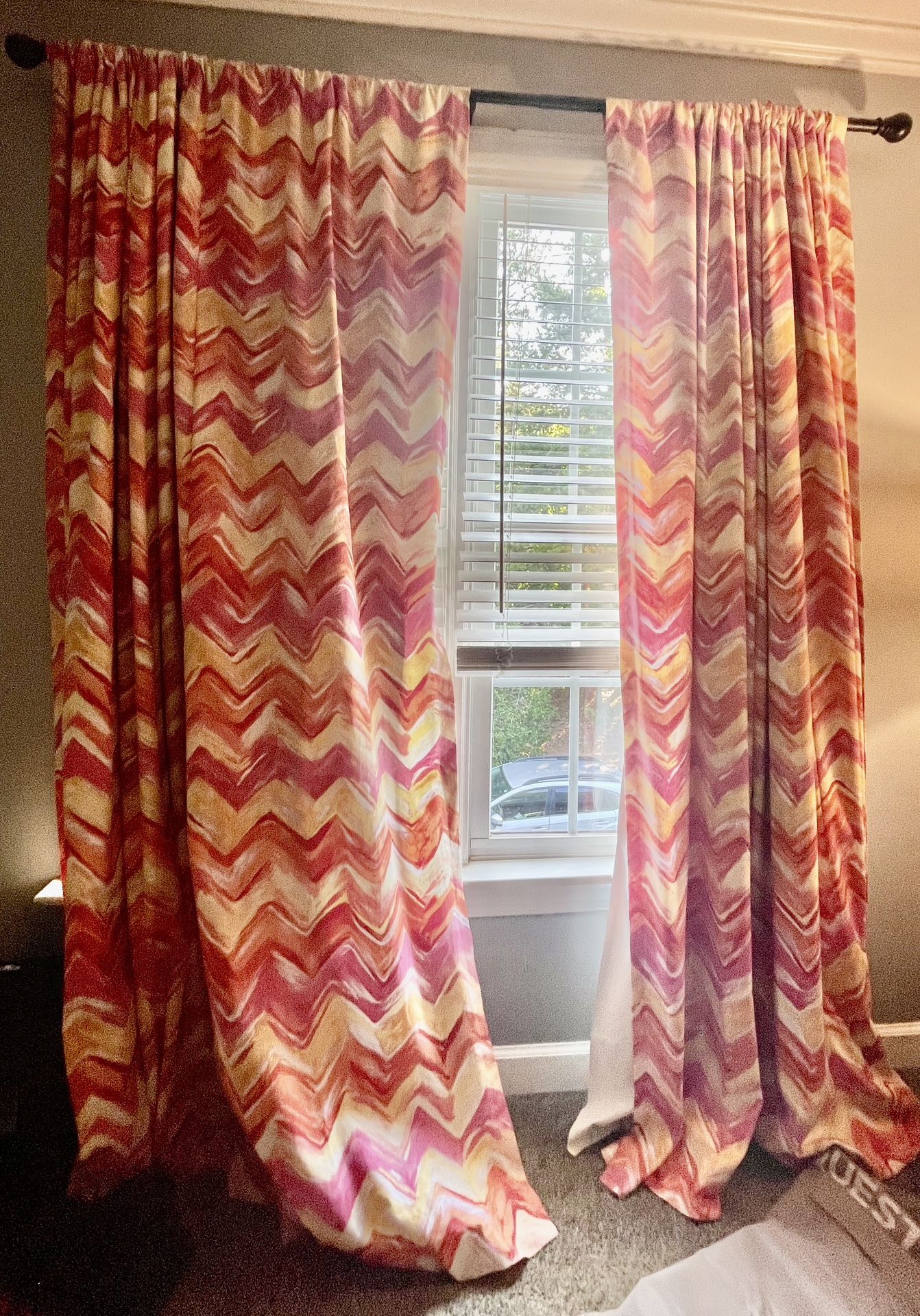 Custom Lined Curtains With Flower Magnetic Tie Back
