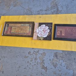 Wall Art Lot Of 3 11x23 And 12x12
