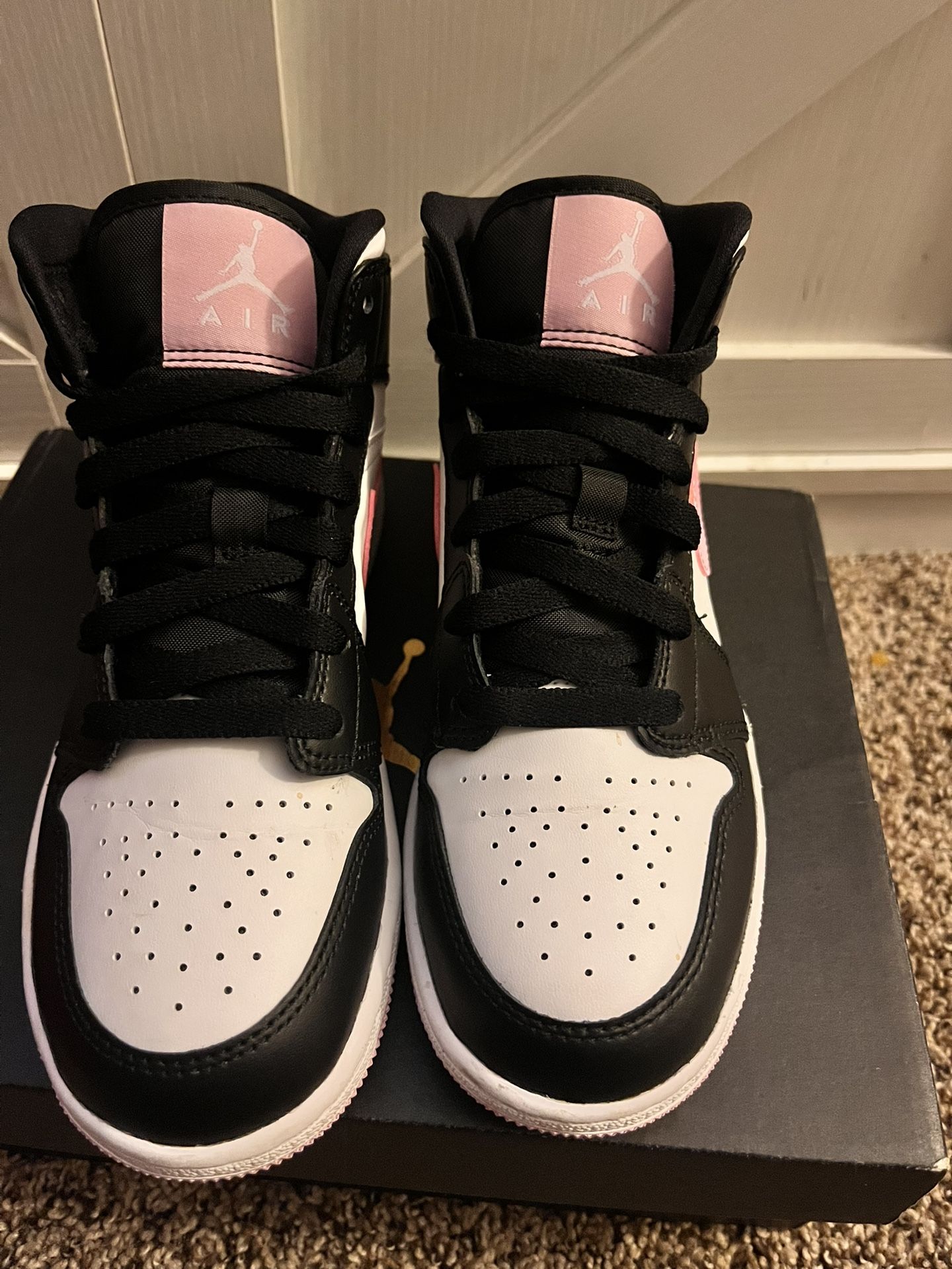 Kids Nike Air Jordan 1 Mid in the "White/Black-Light Arctic Pink