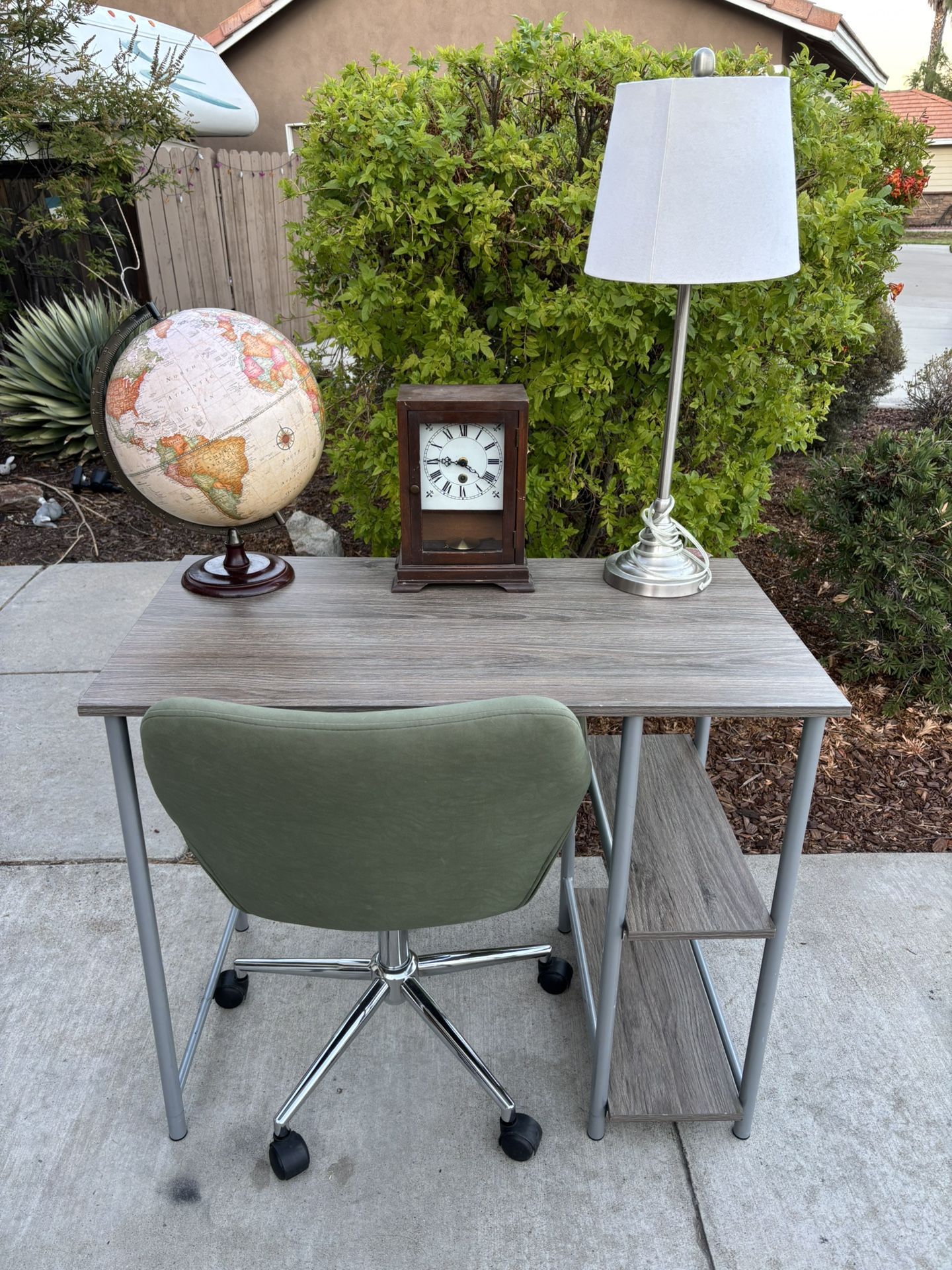 Gray Desk and Chair Furniture Great Condition