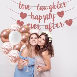 3Pcs Rose Gold Glitter Banner - Wedding Shower Decorations