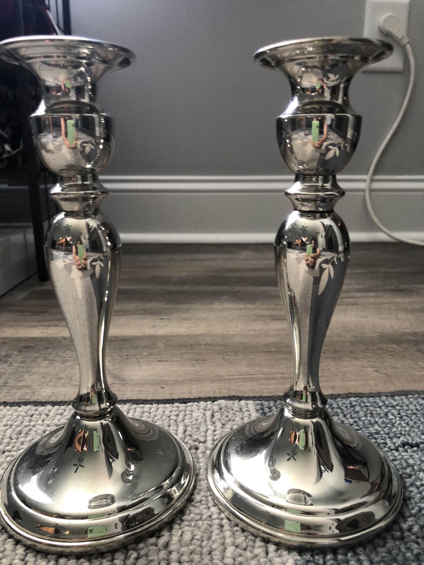 Web 8 1/4 Ht Pewter Candlesticks (2)