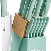 Mint 15pcs Kitchen Knife Set with Block, Sharpener and Scissors