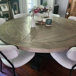Reclaimed Wood Dining Table W Brand New Chairs 