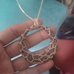 Leopard Stone Pendant Long Necklace 