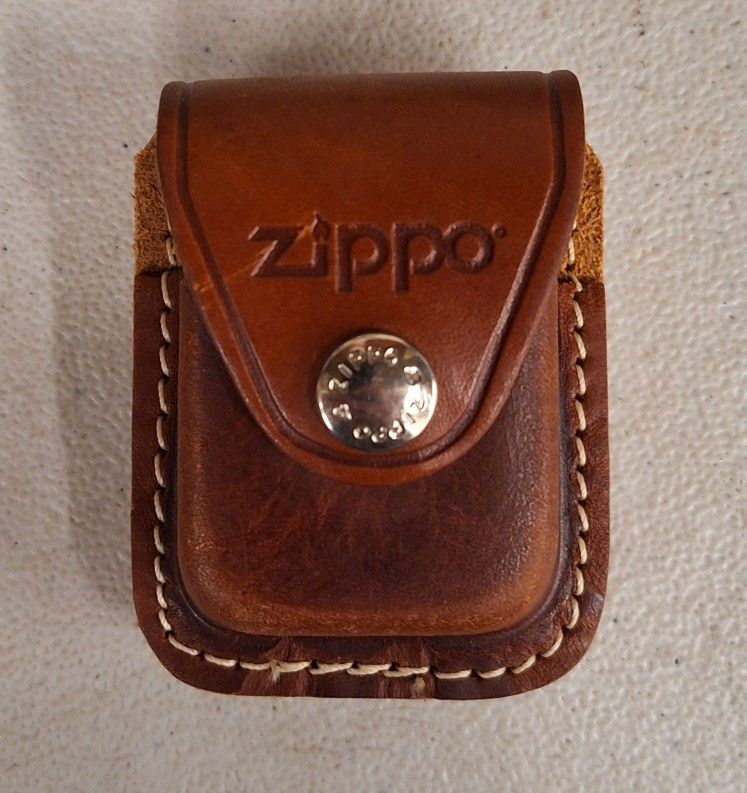 Zippo Brown Leather Lighter Pouch With Clip