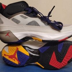 Nike Men's Air Jordan 37 Shoes - Light Bone / Fire Red / Dark Concord