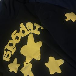 Black And Yellow Sp5der Hoodie 