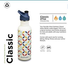 KLEAN KANTEEN Retro Dot Sport Cap with Classic Water Bottle 27oz