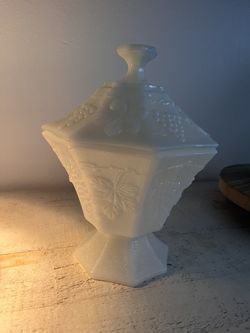 Antique Milk Glass Candy Dish 