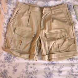 INC khaki  Leather Shorts $15 S-M 