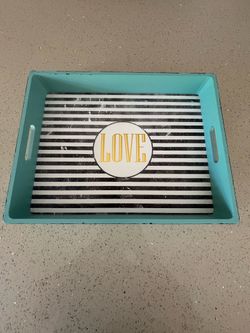 Aqua distressed serving tray