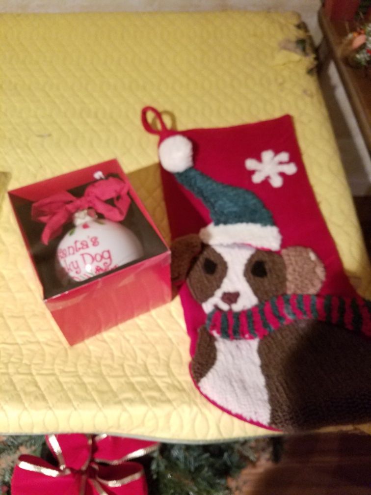 Dog stocking and ornament