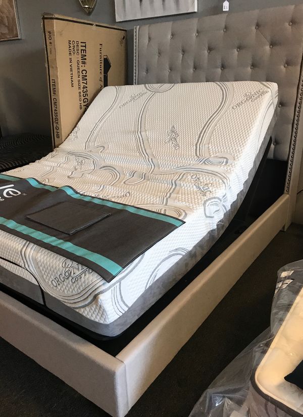 Amazing remote control adjustable queen bed with frame and mattress and