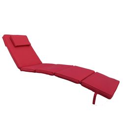 Outdoor Chaise Lounge Cushion – 79in Red Patio Sunbed Pad with Headrest Pillow, Halloween Night