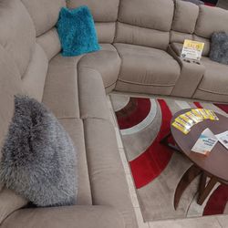*Memorial Day Now*---Alejandra Mocha Fabric Reclining Sectional Sofa---Now $1299---No Credit Needed Financing Available 