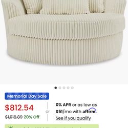2 Extra Large Cream Corduroy Round Chairs