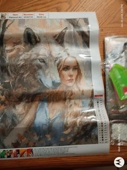 Wolf and Lady diamond painting kit