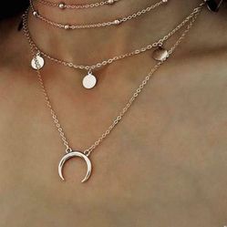 ONE LEFT Gorgeous NEW Layered Half Moon Women’s Fashion Jewelry Necklace
