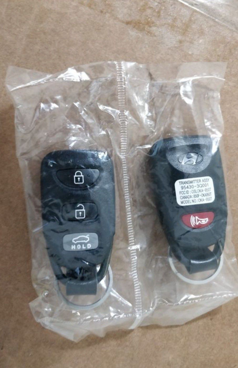 2 NEW Hyundai Key Fobs Sealed in Plastic Bag Remote Alarm