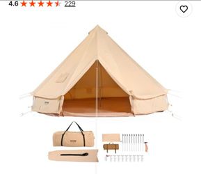 Canvas Bell Tent. 4 Seasons 3 m/9.8ft Yurt Tent Canvas Tent for Campina with Stove Jack, Breathable Tent Holds up to 4 People, Family Camping Outdoor 