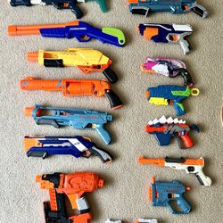 Lot Of 16 Pump Action Nerf Guns