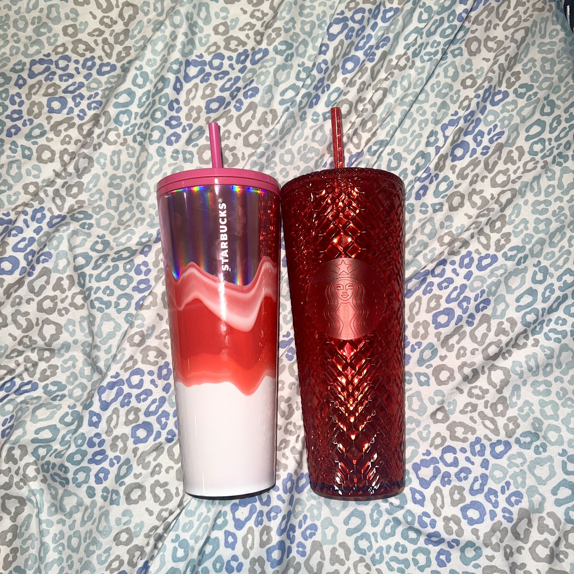 2 x Starbucks Tumbler Cold Cup 24 ounce New NWT Pink Res 