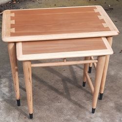 beautifully rare pair of Lane Acclaim NESTING TABLES in a clean Coastal Modern unfinished look And Others 