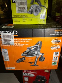Rigid 4 Gal 5.0 peak portable shop vacuum WET/DRY Vac