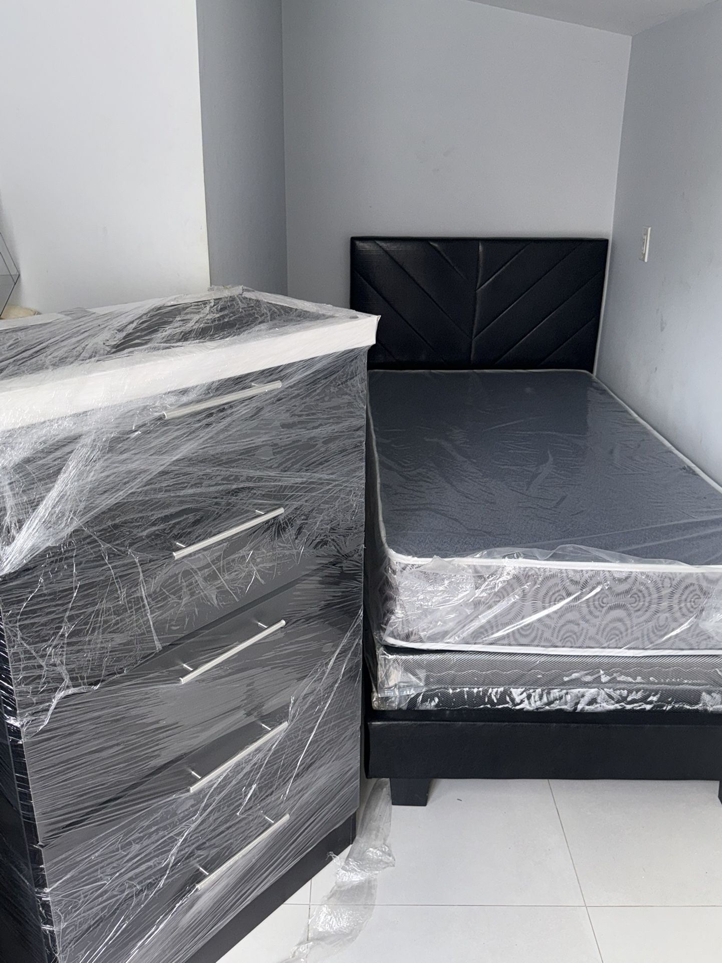 Twin Size Bed Frame With Mattress And Chest. All New Furniture And Free Delivery