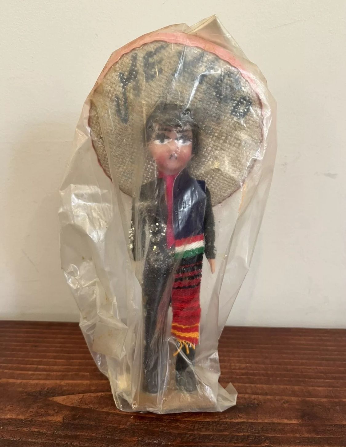 Mexican Senior Latin Doll Figure Sombrero Hand Painted Mariachi New Vintage