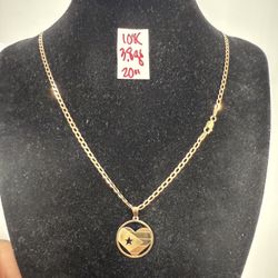 10K Solid Gold Chain and Pendant For Wedding 3.8Gr 20 Inches Long 