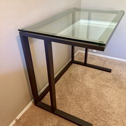 Glass top metal base desk