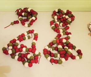 4 hand made wool Christmas tree garland