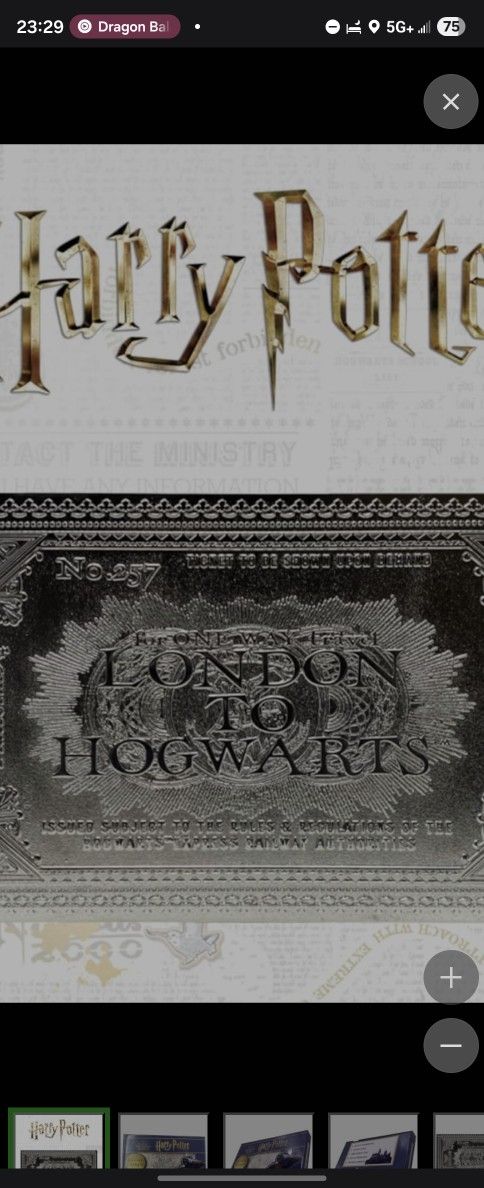 Harry Potter Silver Plated Limited Edition Hogwarts Ticket Limited Edition  Rare