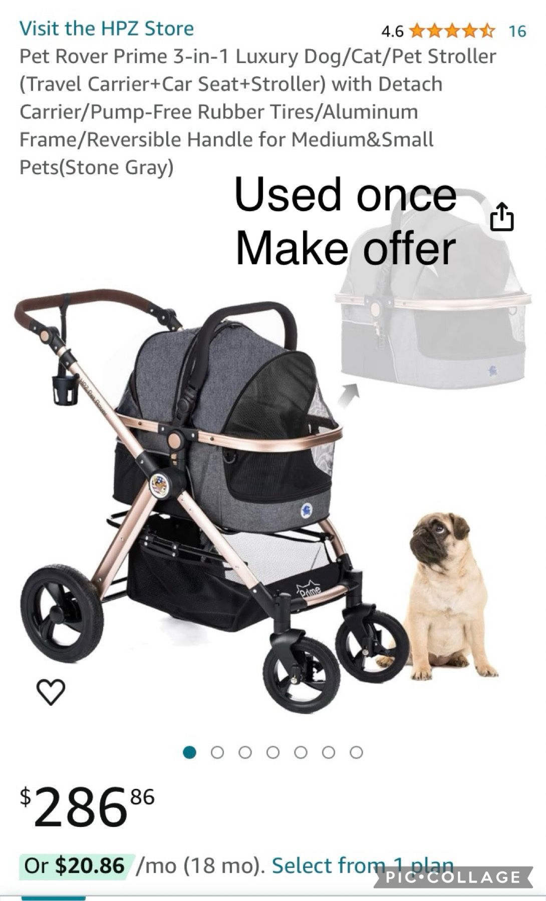Pet Stroller Used Once 