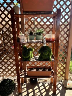 Outdoor Wooden Plant Shelf