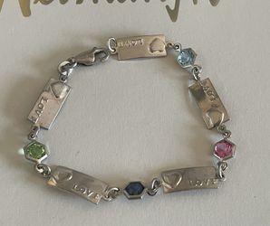 LOVE BRACELET Pink Blue Sapphire Peridot Aquamarine 7” NEW STERLING SILVER
