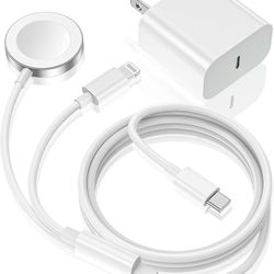 Apple Watch Charger,Upgraded 2-in-1 USB C Fast iPhone Watch [Apple MFi Certified] 6FT Magnetic Charging Cable with 15W Wall Charger Block for iWatch S