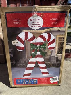 Giant 7 Foot Tall Christmas Candy Canes Decoration