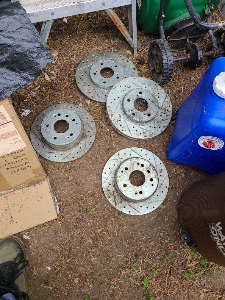 Set Of Drilled And Slotted Rotors
