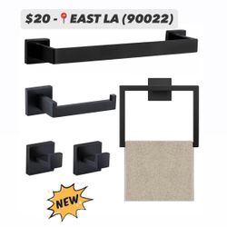 5-piece Modern Restroom Hardware Set- Black 